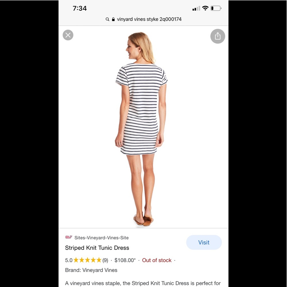 Vineyard vines white striped tunic dress